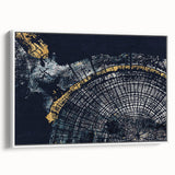 Framed wall art featuring an abstract design of colorful strokes and lines on canvas, displayed in a sleek white frame, ideal for modern decor.