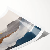 Abstract wall art print showcasing vibrant strokes and lines in a mix of blue, yellow, and orange hues, ideal for modern decor.