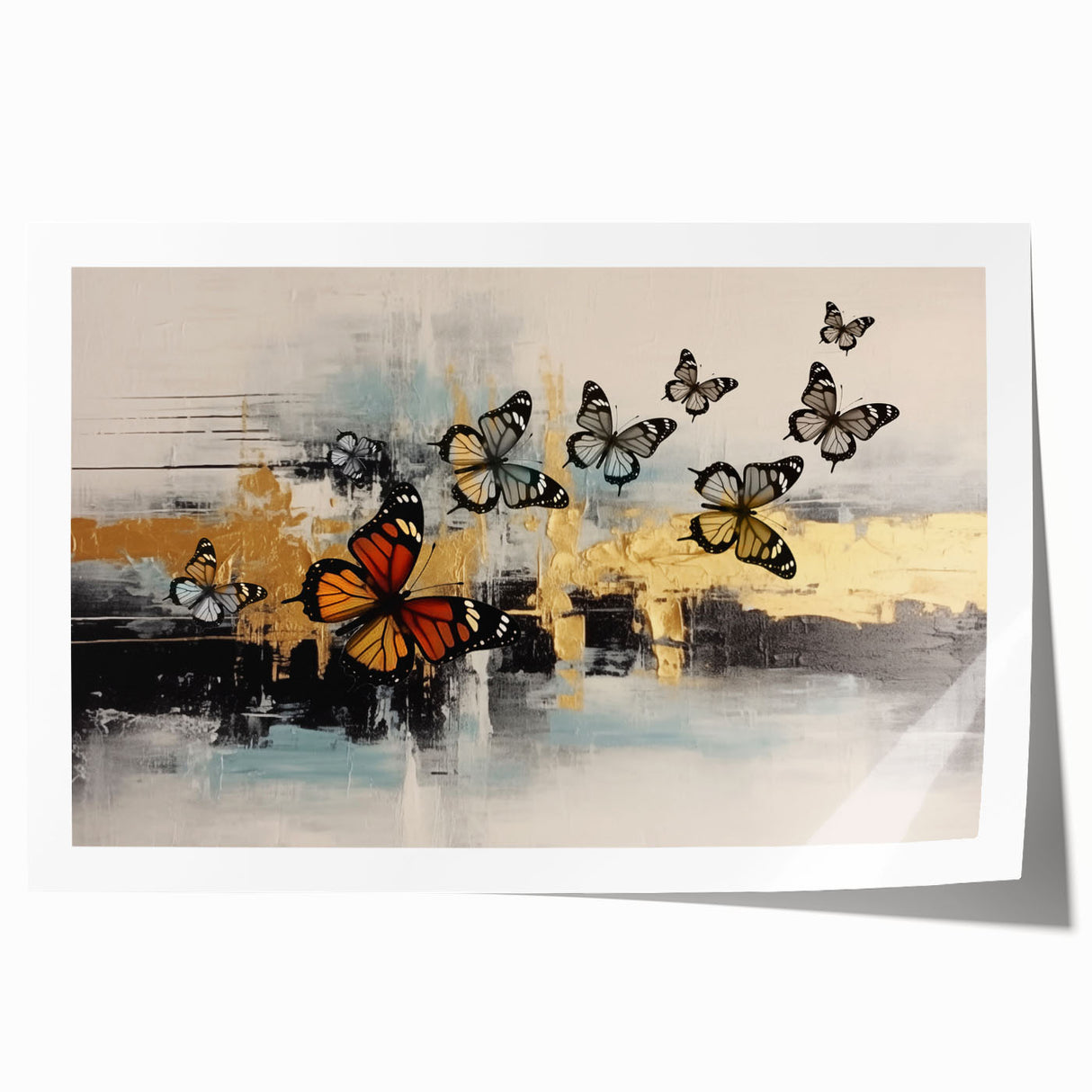 Abstract wall art featuring vibrant strokes and lines in bold colors, ideal for modern decor. Rolled print designed for easy framing.