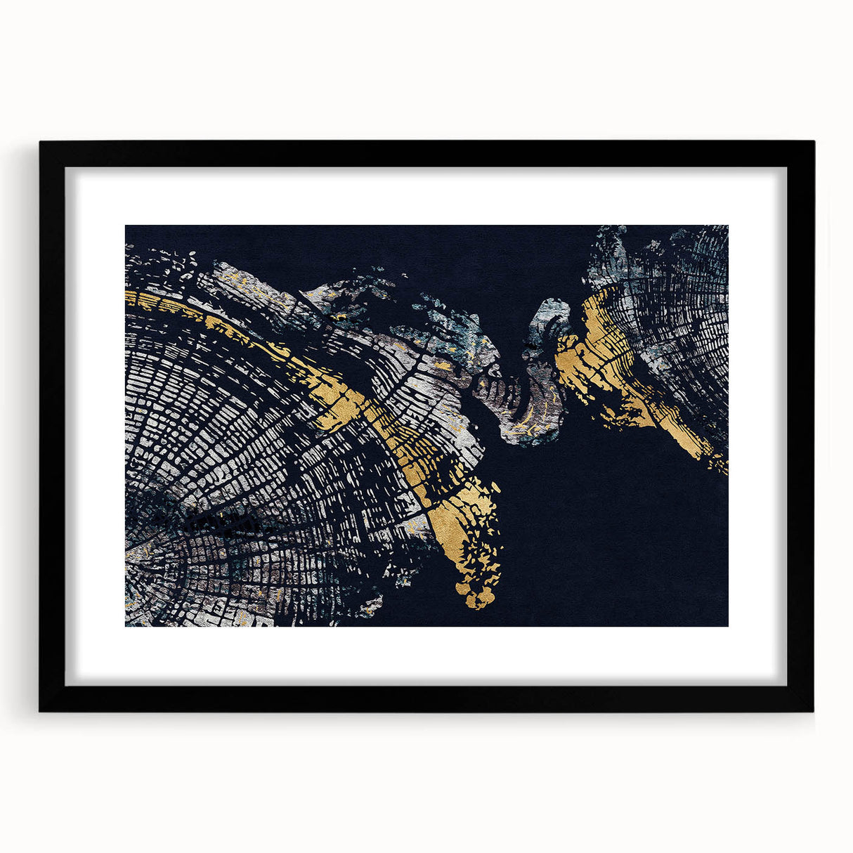 Abstract wall art featuring dynamic strokes and lines in a minimalist design, framed with a black mat, ideal for modern home decor and artistic interiors.