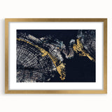 Abstract wall art featuring dynamic strokes and lines in gold and neutral tones, framed with a mat, perfect for modern decor. Ideal for enhancing living spaces.