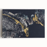 Abstract wall art featuring colorful strokes and lines on a stretched canvas, showcasing vibrant hues and dynamic patterns, ideal for modern decor.