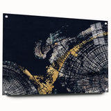 Abstract wall art design showcasing vibrant strokes and lines in a modern acrylic glass frame, highlighting colorful hues and artistic flair, perfect for contemporary decor.