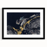 Abstract wall art piece featuring bold strokes and lines in a modern design, framed with a sleek black mat, perfect for contemporary home decor.