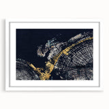 Abstract wall art featuring dynamic strokes and lines in a modern design, set in a stylish white frame with a mat, perfect for contemporary decor.