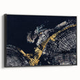 Framed abstract wall art featuring dynamic strokes and lines in a contemporary design, set against a black background, ideal for modern home decor.