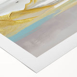 Abstract canvas wall art featuring vibrant strokes and lines in shades of blue, orange, and yellow, ideal for modern home decor. This artistic piece adds a contemporary touch to any living space or office, enhancing visual interest and style.