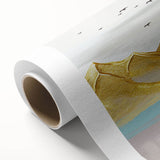 Abstract canvas design showcasing vibrant strokes and lines in shades of blue, yellow, and red, perfect for modern wall decor.