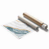 Abstract wall art design featuring colorful strokes and lines in a harmonious blend of blue, pink, and gold, perfect for modern decor.