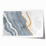 Abstract wall art print showcasing vibrant strokes and lines in shades of blue, orange, and yellow, perfect for modern interior decor.