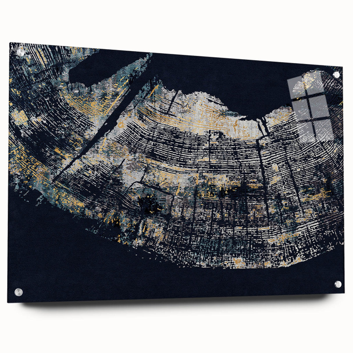 Abstract wall art featuring vibrant strokes and lines in a modern design, displayed in a side view with pins securing it to a wall, ideal for contemporary decor.