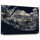 Abstract wall art featuring vibrant strokes and lines in a modern design, displayed in a side view with pins securing it to a wall, ideal for contemporary decor.