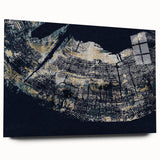 Abstract wall art design showcasing dynamic strokes and lines in vibrant colors, displayed in a sleek acrylic glass frame, enhancing modern decor aesthetics.