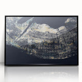 Abstract wall art print featuring dynamic strokes and lines in a modern design, framed in black acrylic, perfect for contemporary home decor.