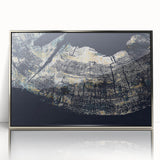 Framed wall art featuring an abstract design of colorful strokes and lines in a modern silver frame, perfect for contemporary decor and enhancing interior spaces.