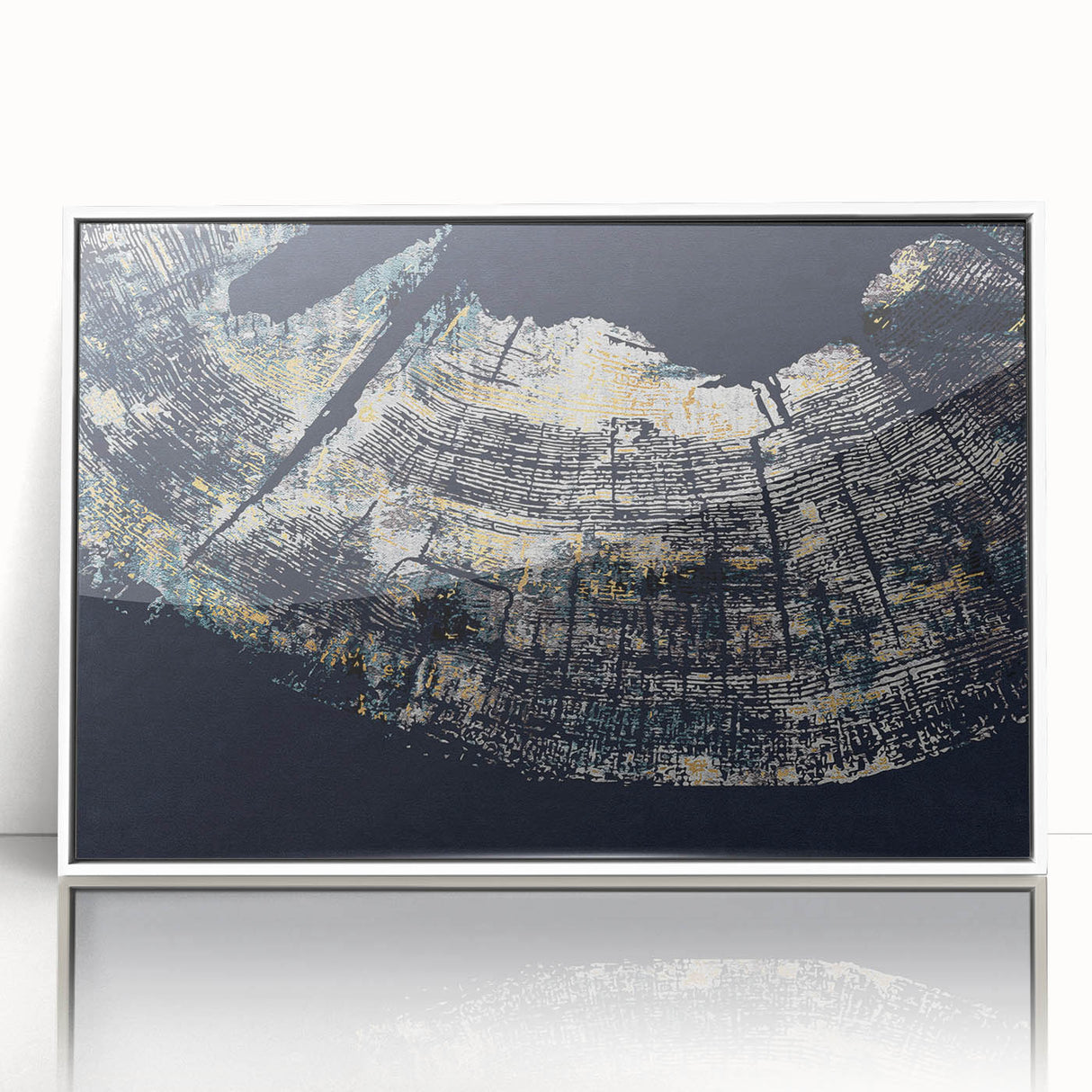 Framed abstract wall art featuring colorful strokes and lines, showcasing a modern design with a white frame, perfect for contemporary home decor.
