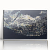 Framed abstract wall art featuring colorful strokes and lines, showcasing a modern design with a white frame, perfect for contemporary home decor.