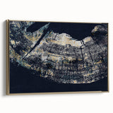 Framed wall art featuring an abstract design of gold strokes and lines on a textured canvas, showcasing a modern and elegant aesthetic for interior decor.