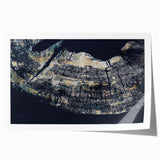 Abstract wall art print showcasing vibrant strokes and lines in shades of blue, orange, and green, perfect for modern home decor. This rolled print is ideal for creating a dynamic focal point in any room.