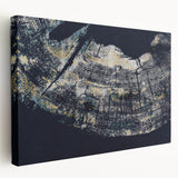 Abstract canvas wall art featuring dynamic strokes and lines in vibrant colors, showcasing a contemporary design ideal for modern home decor. The artwork is displayed from a side view, emphasizing its stretched canvas finish and depth.