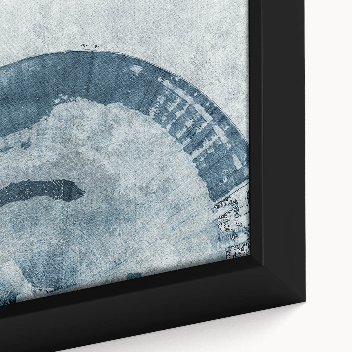 Close-up of a framed abstract wall art design showcasing vibrant strokes and lines in bold colors, perfect for modern home decor.