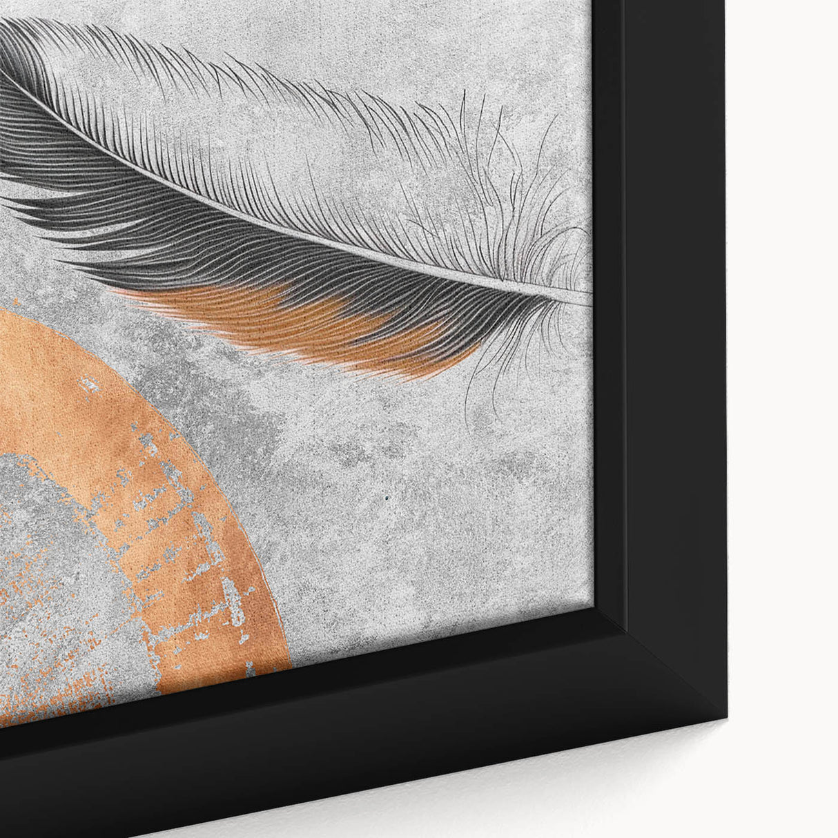 Close-up of an abstract wall art canvas showcasing vibrant strokes and lines in shades of blue, gold, and black, perfect for modern decor.
