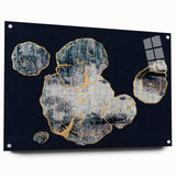 Abstract wall art featuring colorful strokes and lines on acrylic glass, showcasing a modern design with a side view and pinned for display. Ideal for contemporary interiors.