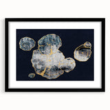 Abstract wall art print featuring colorful strokes and lines in a modern design, framed with a black mat, ideal for contemporary decor in living spaces.