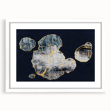 Abstract wall art featuring colorful strokes and lines in a modern design, framed with a white mat. Ideal for contemporary home decor, showcasing vibrant hues.