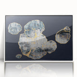 Framed wall art featuring an abstract design of colorful strokes and lines, set against a white backdrop, ideal for modern home decor. Elevate your space with this vibrant artwork.