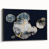 Framed canvas wall art featuring an abstract design of colorful strokes and lines, showcasing a modern aesthetic with a black frame, perfect for contemporary decor.