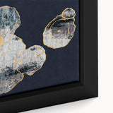 Close-up of an abstract wall art design featuring vibrant strokes and lines in a variety of colors, elegantly framed and showcasing modern artistic expression.