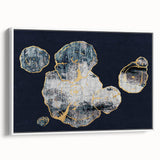 Framed wall art showcasing an abstract design with vibrant strokes and lines in various colors, displayed from a side view against a neutral background. Perfect for modern decor.