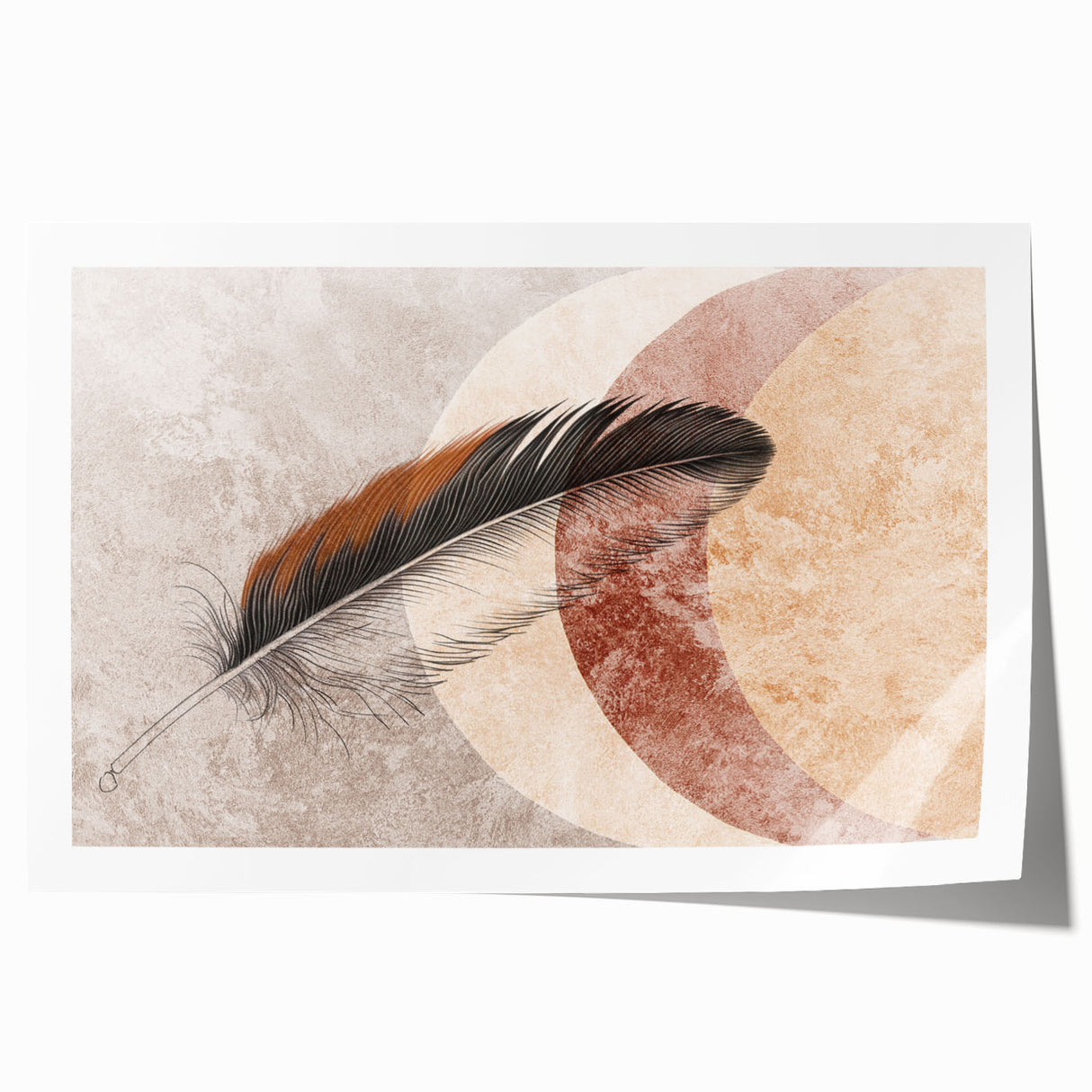 Abstract wall art print showcasing vibrant strokes and lines in shades of blue, orange, and yellow, perfect for modern home decor.