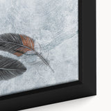 Close-up of an abstract wall art piece showcasing vibrant strokes and lines in bold colors, elegantly framed to enhance modern decor.