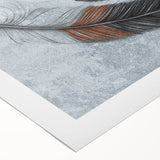 Abstract wall art design featuring vibrant strokes and lines in shades of blue, orange, and yellow on rolled canvas, perfect for modern decor.