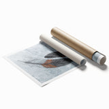 Abstract wall art print featuring vibrant strokes and dynamic lines in shades of blue, pink, and yellow, perfect for modern decor.