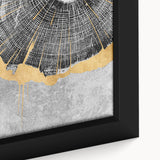 Close-up of an abstract strokes and lines design in vibrant colors on a framed canvas, showcasing unique textures and artistic details ideal for modern decor.