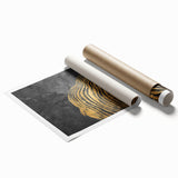 Abstract wall art print showcasing dynamic strokes and lines in vibrant colors, designed for modern decor, rolled for easy display.