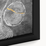 Close-up of an abstract wall art piece showcasing colorful strokes and lines on a textured canvas, framed elegantly for display.