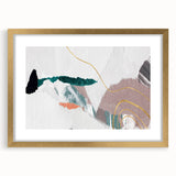 Abstract wall art featuring a collection of gold-stroked lines and geometric shapes, elegantly framed with a mat, ideal for modern home decor.