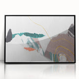 Framed wall art featuring an abstract design of colorful strokes and lines on a black background, perfect for modern home decor, adding a touch of elegance and creativity.