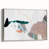 Framed wall art featuring an abstract design of colorful strokes and lines, set in a sleek silver frame, showcasing modern artistic flair for home decor.