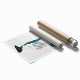 Abstract wall art featuring dynamic strokes and lines in vibrant colors, perfect for modern decor. This rolled print is ideal for enhancing any living space or office environment.