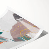 Abstract wall art print featuring vibrant strokes and lines in shades of blue, orange, and yellow, designed for modern home decor. Perfect for enhancing living spaces with a contemporary artistic touch.