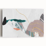 Abstract strokes and lines in vibrant colors create a modern wall art piece on stretched canvas, adding a contemporary touch to any decor. This artwork features a dynamic blend of blue, orange, and white, perfect for enhancing living spaces or offices.