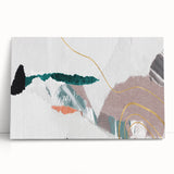 Abstract wall art featuring vibrant strokes and lines in shades of blue, orange, and yellow, printed on a stretched canvas, perfect for modern home decor.