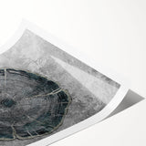 Abstract wall art print showcasing vibrant strokes and lines in shades of blue, orange, and yellow, perfect for modern home decor.