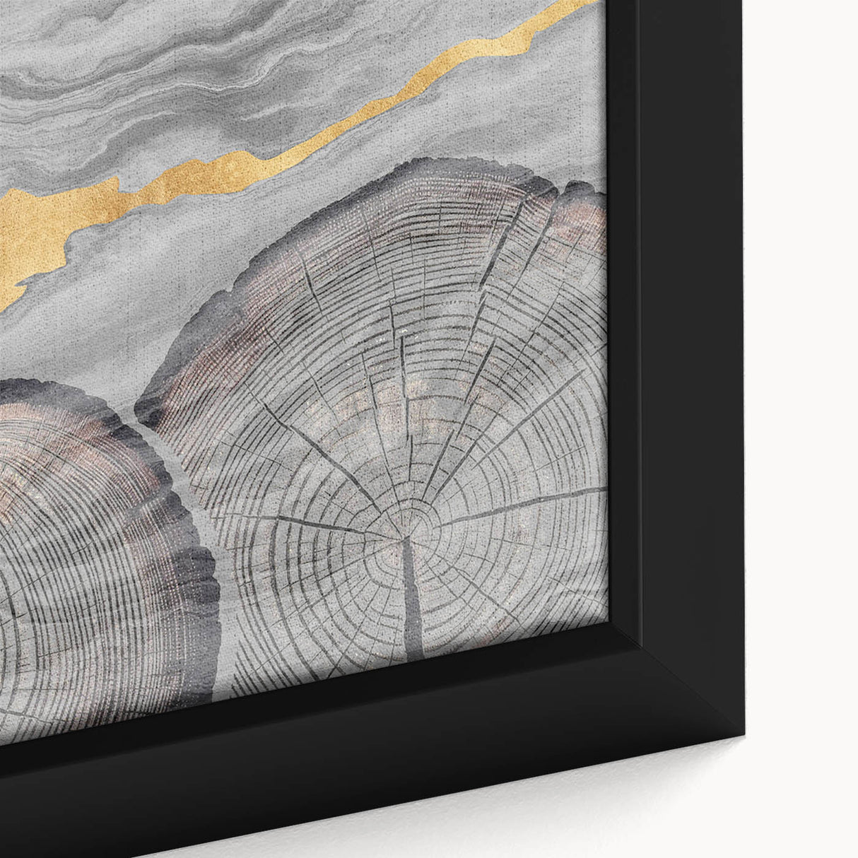Close-up of framed abstract wall art featuring colorful strokes and lines on canvas, showcasing vibrant hues and intricate textures.