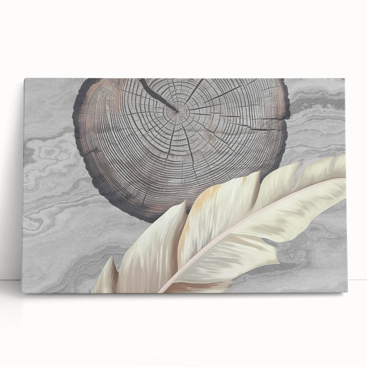 Abstract wall art with colorful strokes and lines on stretched canvas, leaning against a wall, adding a modern touch to interior decor.